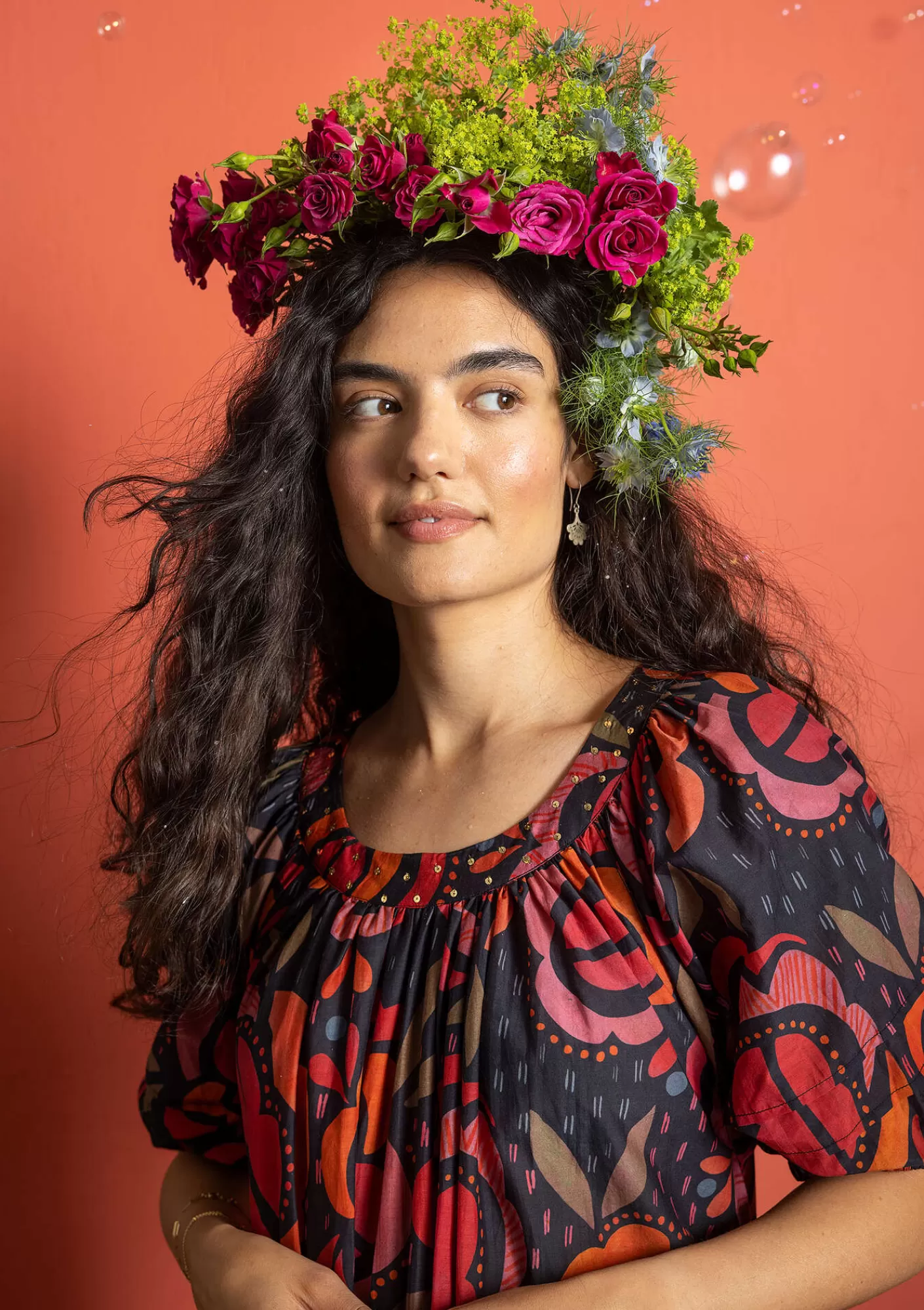 Gudrun Sjödén Kangasmekko "Great Rose" ekopuuvillaa ja silkkiä- Mekot