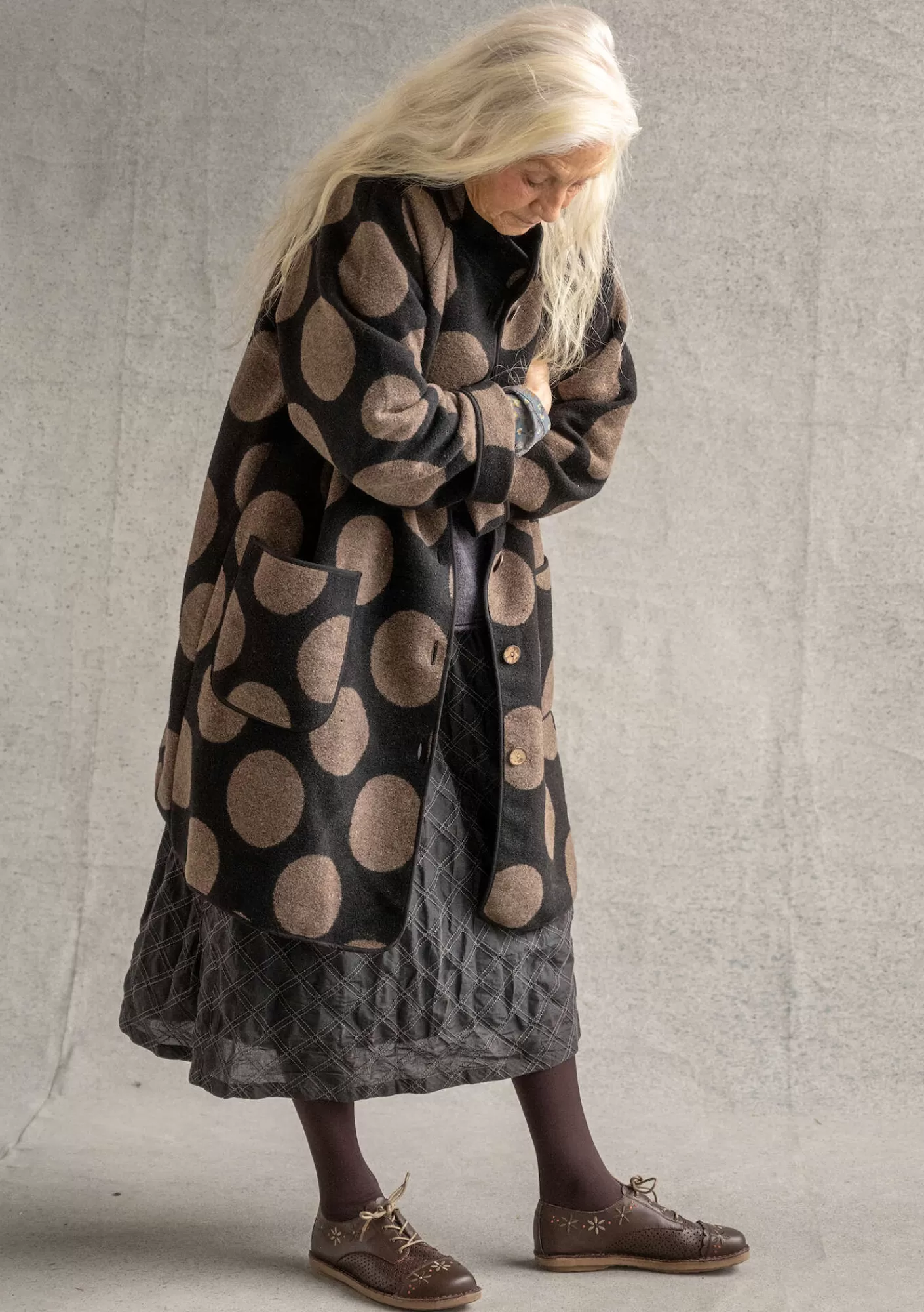 Gudrun Sjödén Kudottu takki "Stone" villasekoitetta- Takit & Jakut