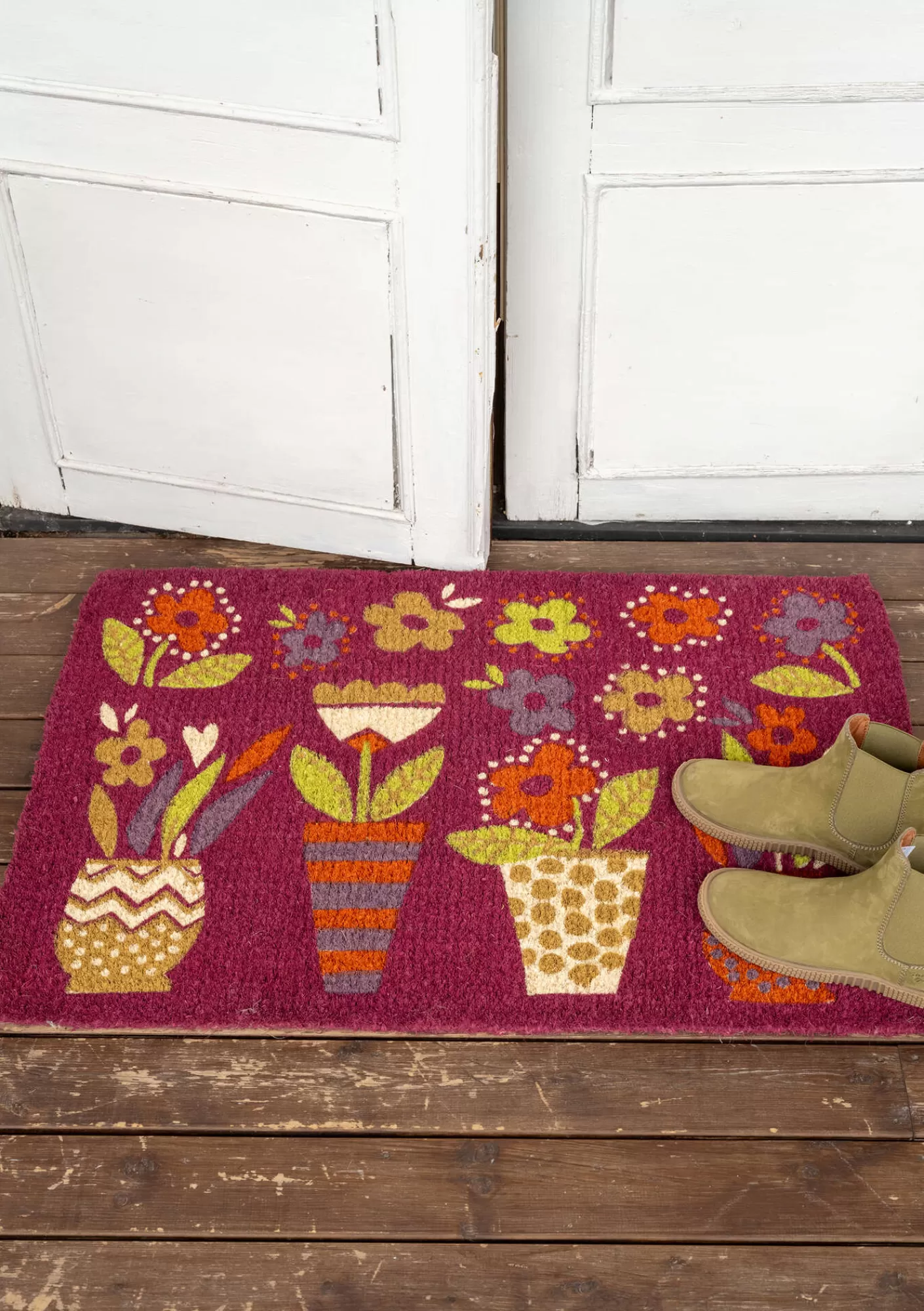 Gudrun Sjödén Ovimatto "Flower pots" kookoskuitua- Matot